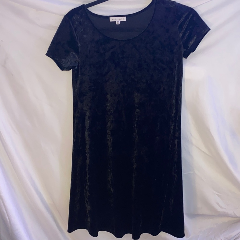 Petite black velvet dress